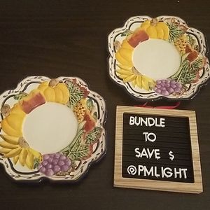Bella Casa by Ganz Saucer Plates Set of 2  7" Fall Autumn with Pumpkins